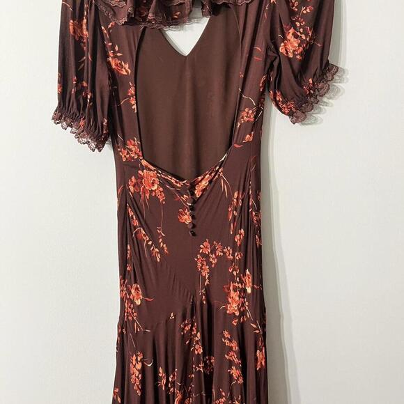 Reformation Evra Lace Trim Georgette Midi Dress - Picture 5 of 6